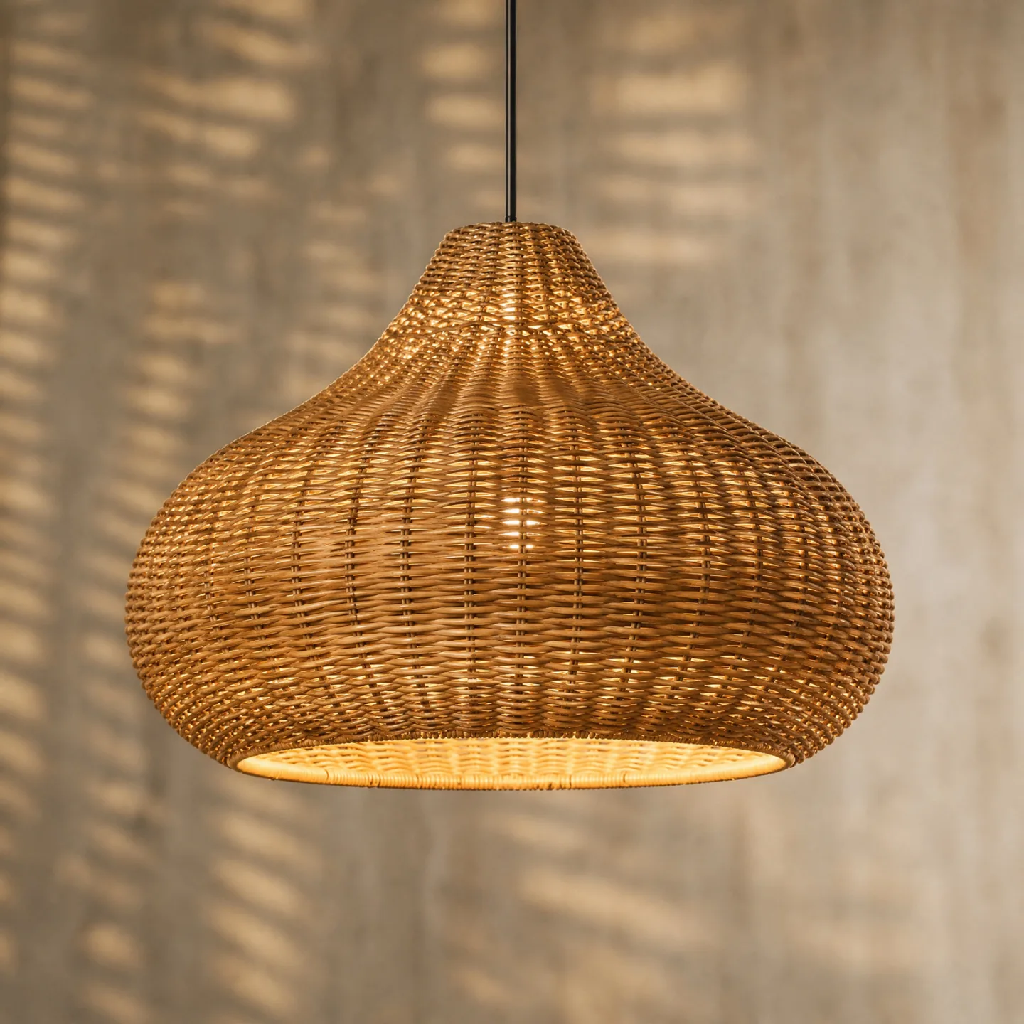 Taniola Außenhängelampe, 1-flg., beige, Rattan - Lucande - Terrasse - Boho - Holz - Einflammig
