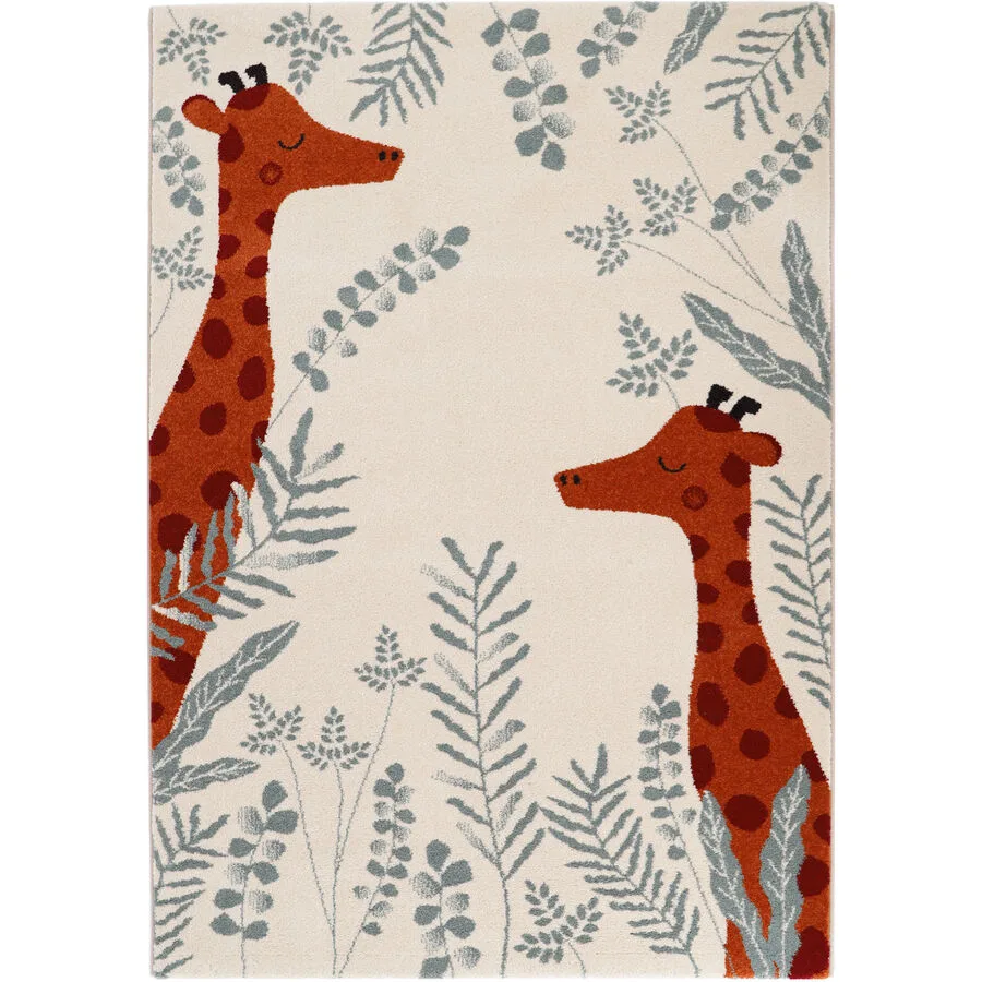 Kinderteppich Gillo ecru Polypropylen Tiermuster 135 x 190 cm