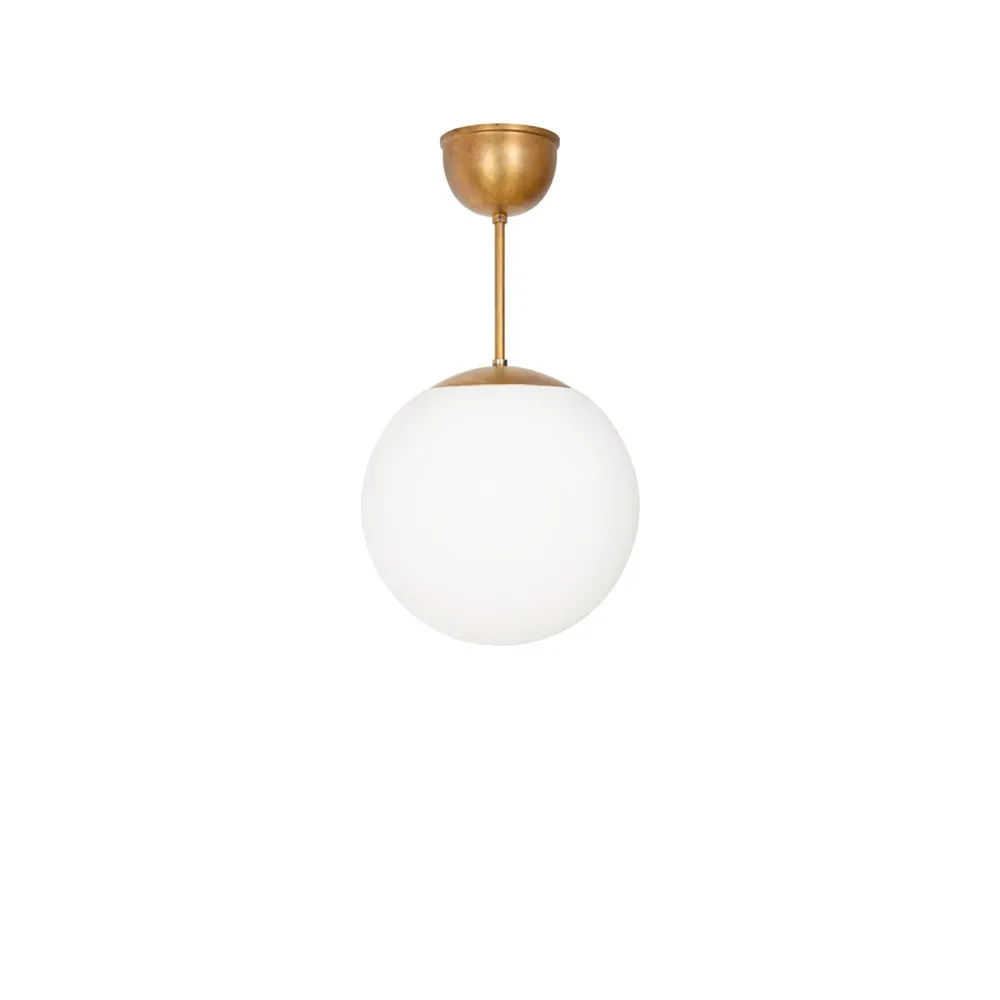 Konsthantverk Funkis Glob Pendelleuchte Weiß matt Messing Ø20 cm