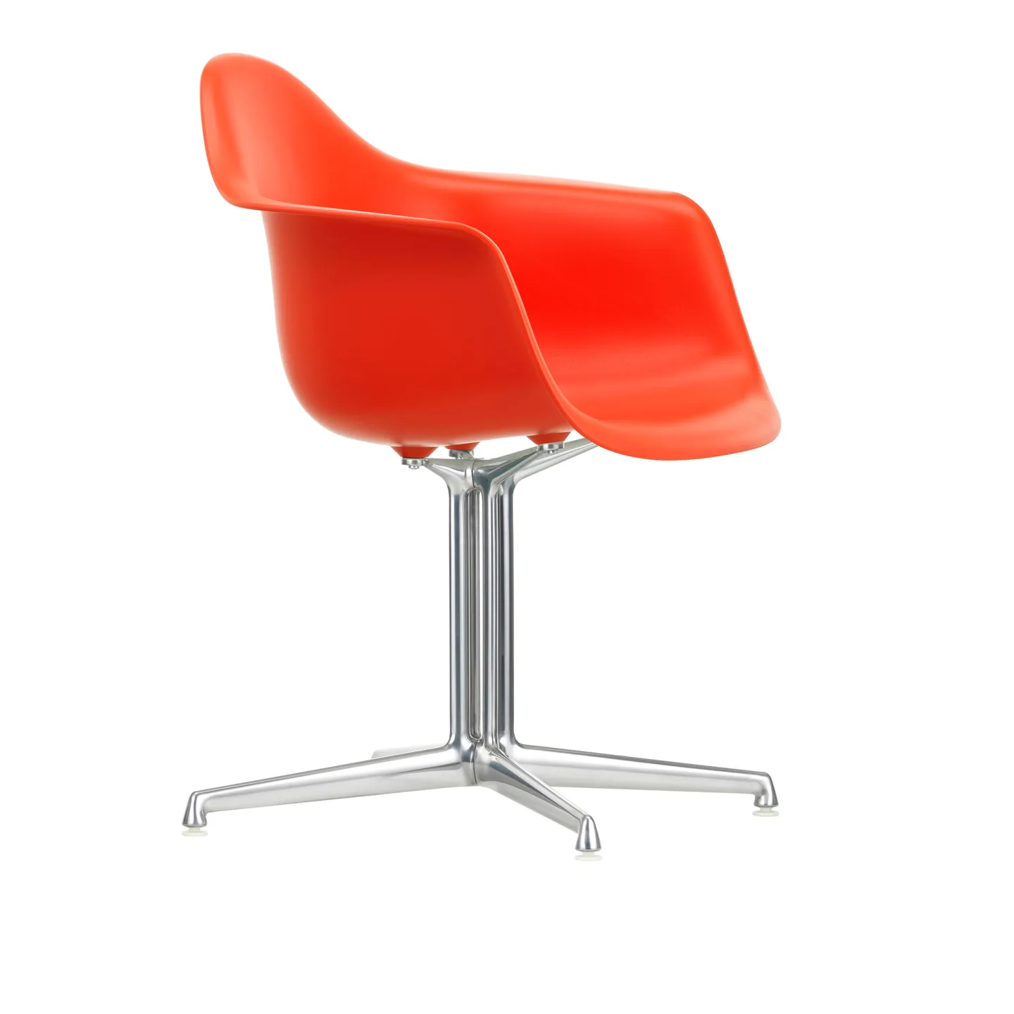 Vitra - Eames Plastic Armchair DAL 03 Poppy Red Aluminium Polished - Kontorsstolar - Charles & Ray Eames - Röd - Metall/Plast