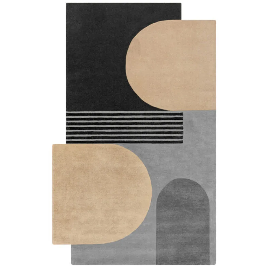 Teppich Loza grau/beige Anderes Muster Wolle 120 x 180 cm
