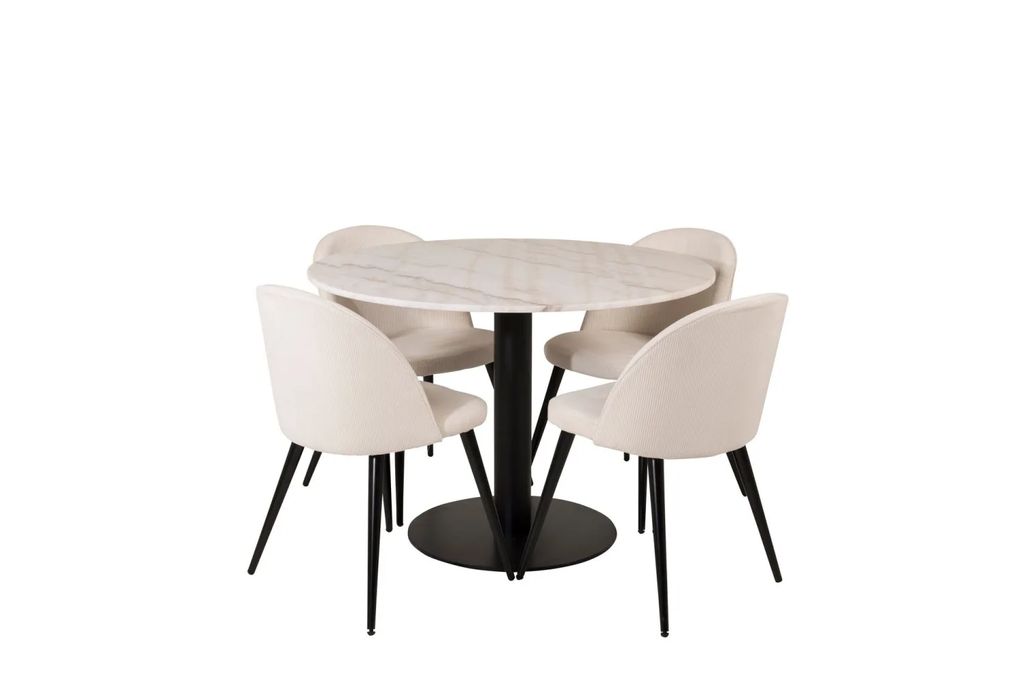 Estelle Matgrupp 106 cm Rund med 4 Velvet stolar - Beige