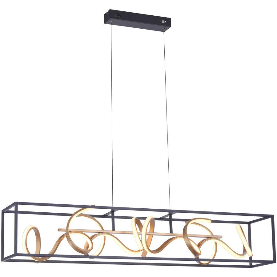 Pendellampe Q-Vito Bronze Eisen 59 cm 120 cm - Farbe: messing matt - LED - Lichtfarbe: Warmweiss - LED Energiesparlampen