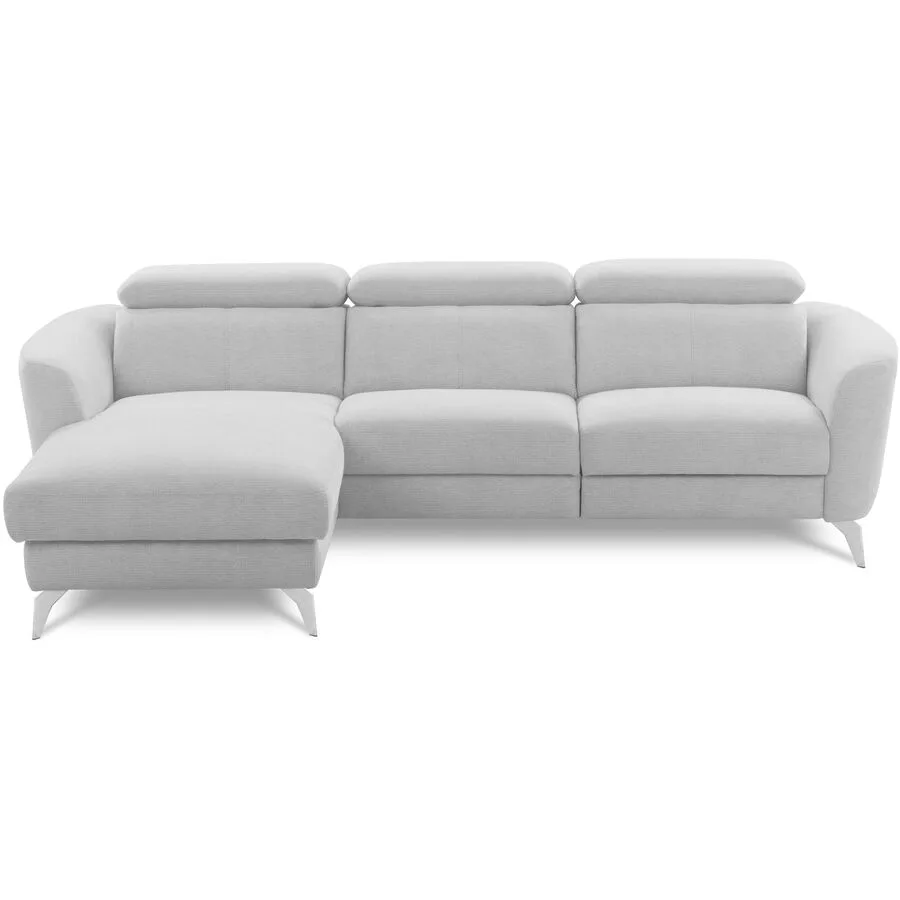 Ecksofa Simba Rechts Chenille Grauweiss B 261 T 183 cm