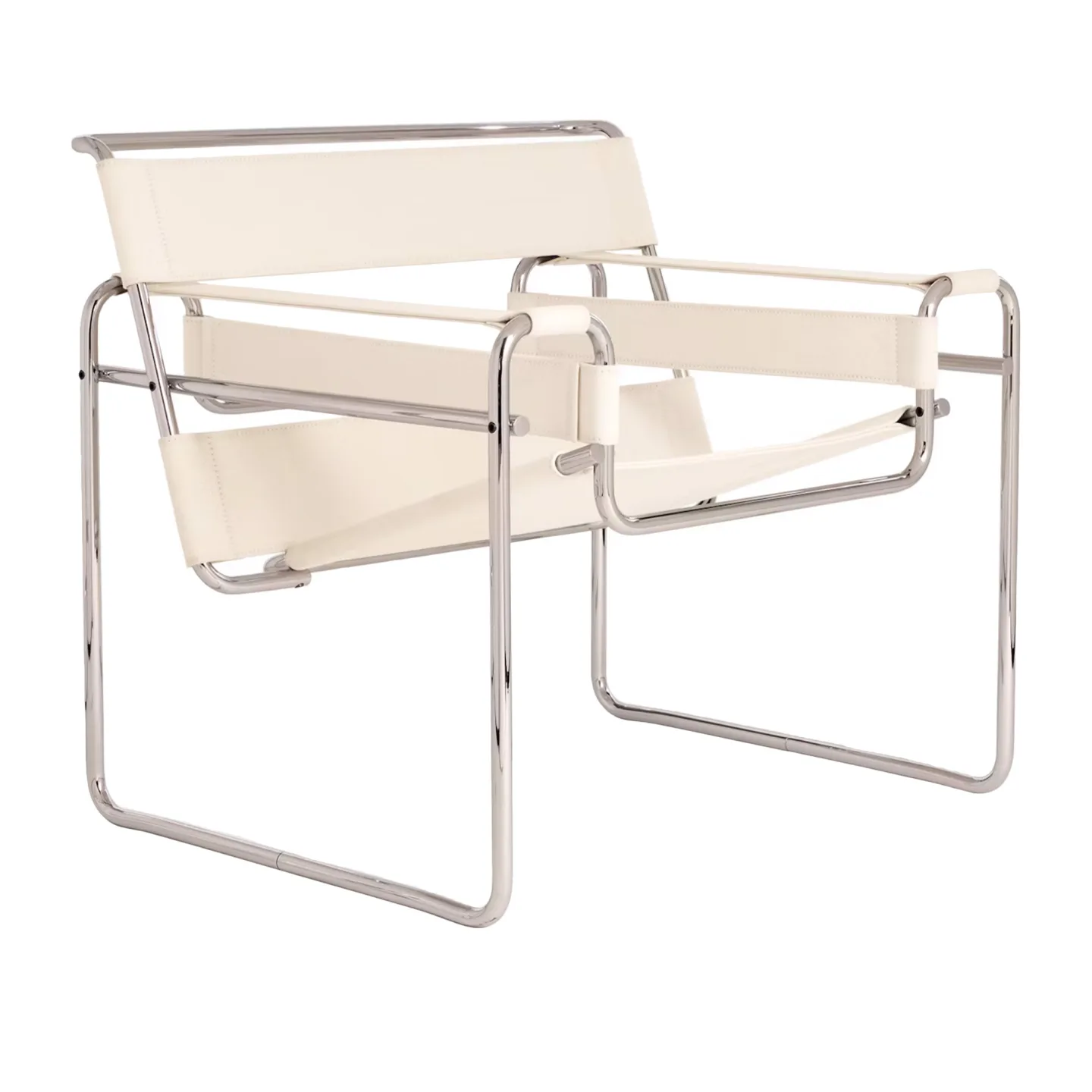Knoll - Wassily Lounge Chair, White Beige Cowhide - Fåtöljer - Marcel Breuer - Vit - Metall
