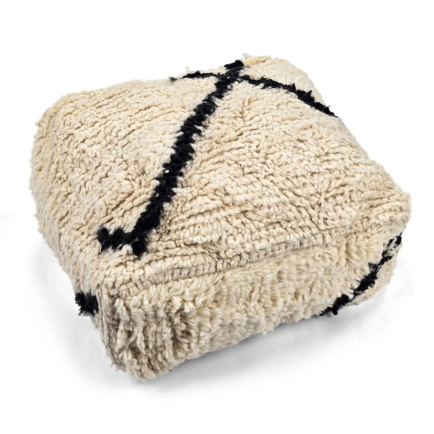 Sittepuff - Marokkansk Beni Ourain 055 (Størrelse: 60 x 60 cm)