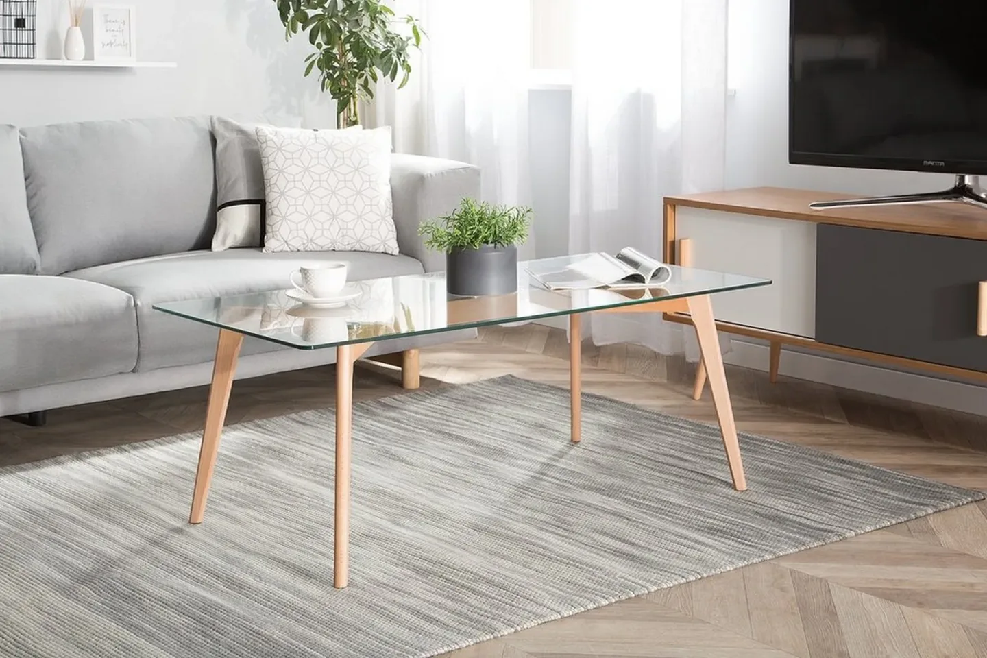 Hudson Soffbord 120 cm - Glas/Natur