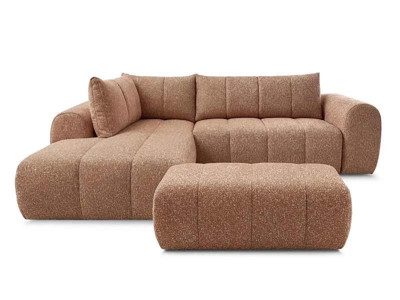 Ecksofa mit Hocker BOBOCHIC NESTY Stoff chiniert orange