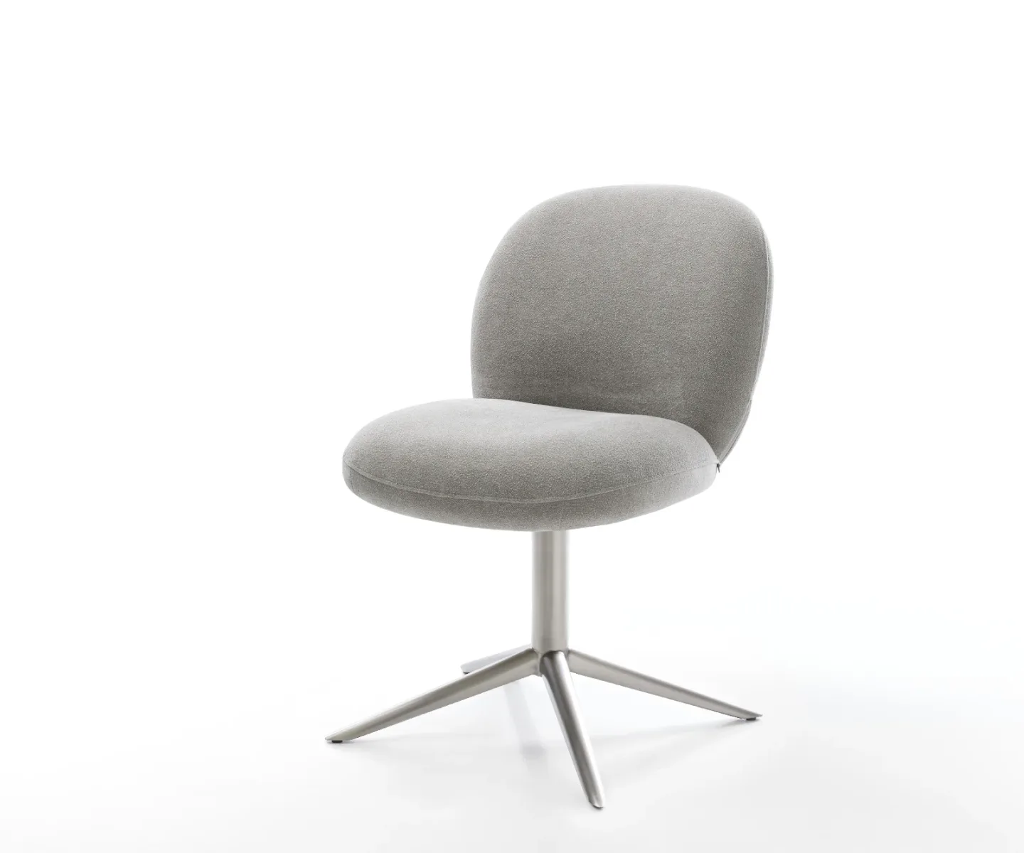Drehstuhl Nube-Flex Strukturstoff Soft Grau Fußkreuz Edelstahl 360° drehbar Wippfunktion Taschenfederkern