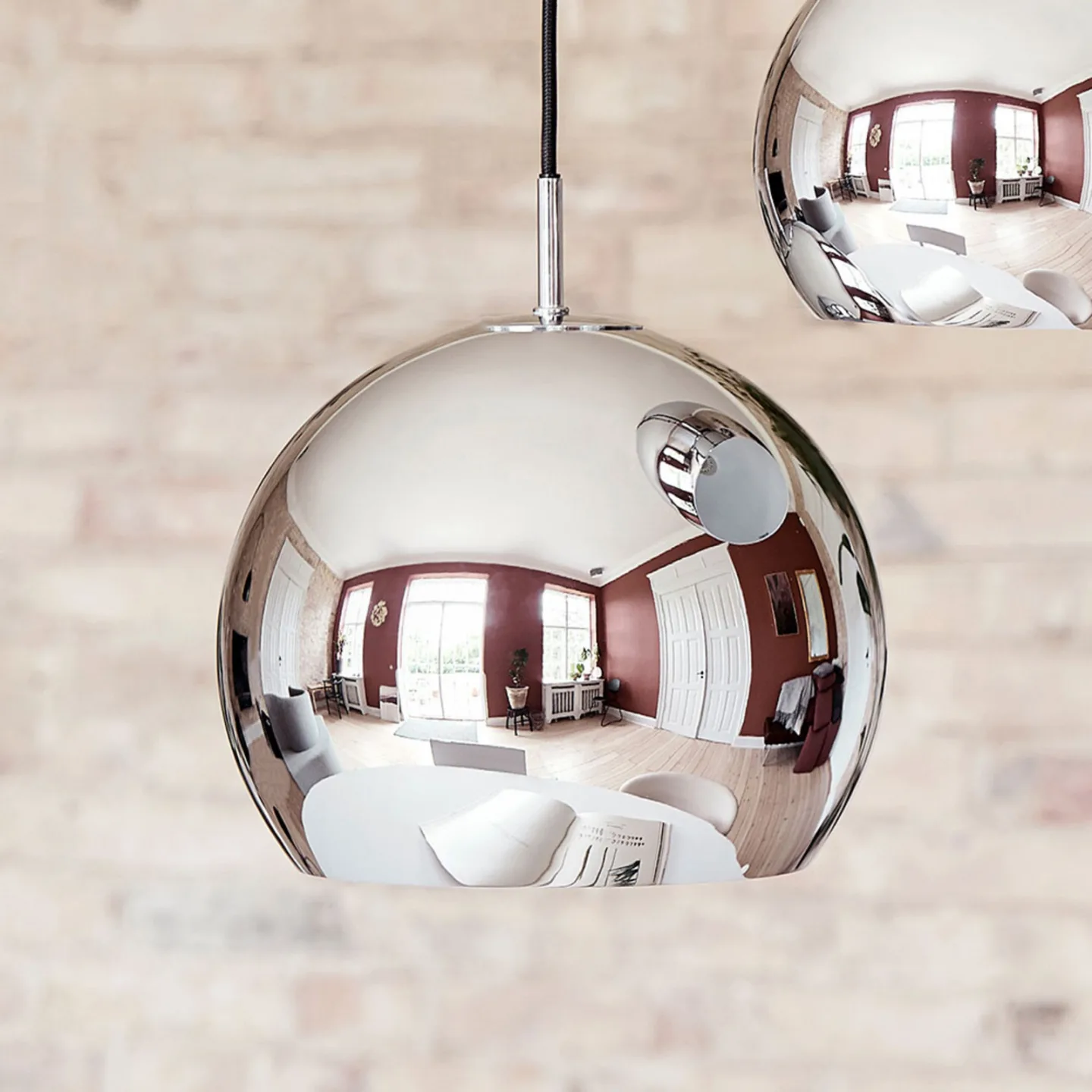 Ball Pendelleuchte Ø18 Glossy Chrome - Frandsen - Wohnzimmer - Design - Metall - Einflammig