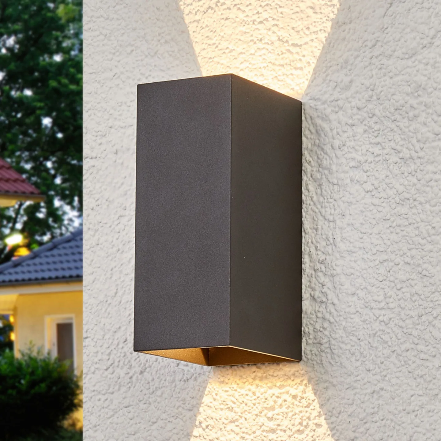 Mikka Außenwandleuchte IP54 Dark Grey - Lucande - Terrasse - Modern - Metall - Eckig