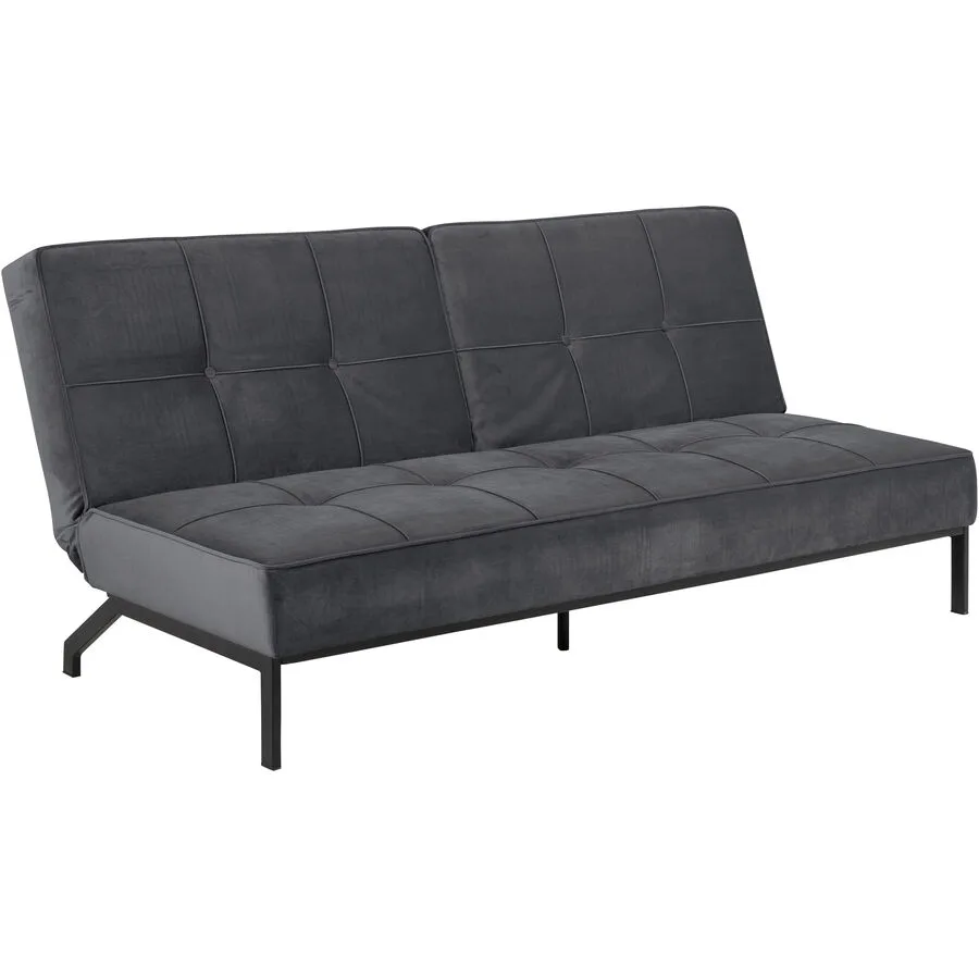 Bettsofa Perugia Dunkelgrau Stoff, Metall B 198 T 95 cm Ausklappbar/Verstellbare Lehne
