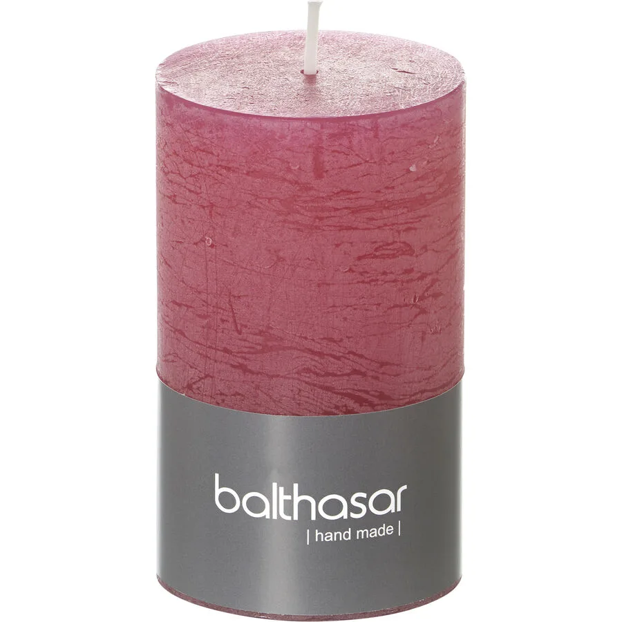 Balthasar Kerze Rustico Himbeere H10 cm D6 cm, Brenndauer 10h - Material: Wachs