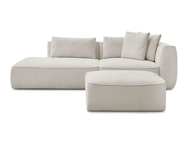 3er Sofa mit Hocker BOBOCHIC LEOPOLD Stoff mit Textur beige