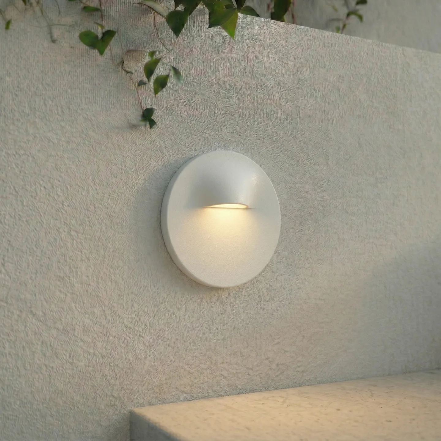 Alune LED-vægindbygningslampe, rund, hvid, IP65, Ø 8 cm - Lindby - Moderne - Aluminium