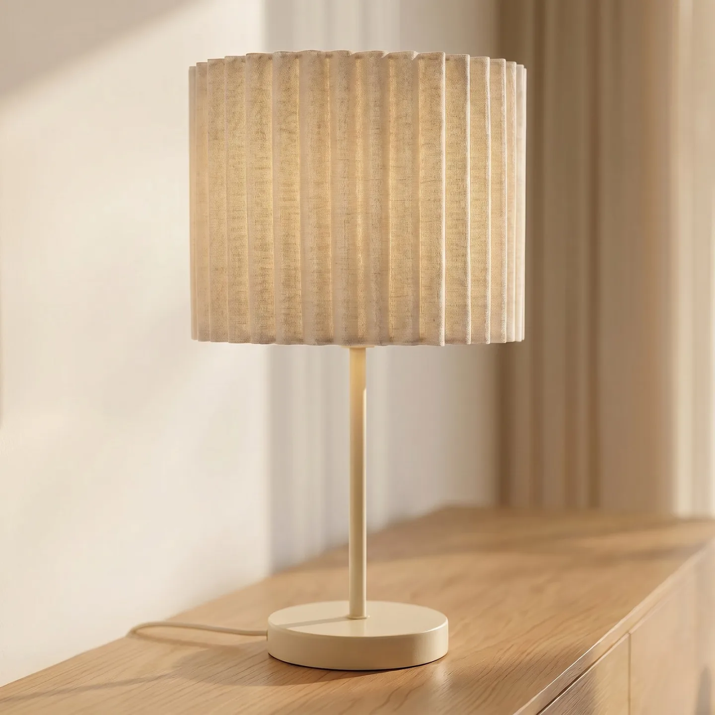Libbie Tischleuchte, Höhe 45 cm, Leinen, creme, E27 - Lindby - Wohnzimmer - Stoff / Textil - Einflammig