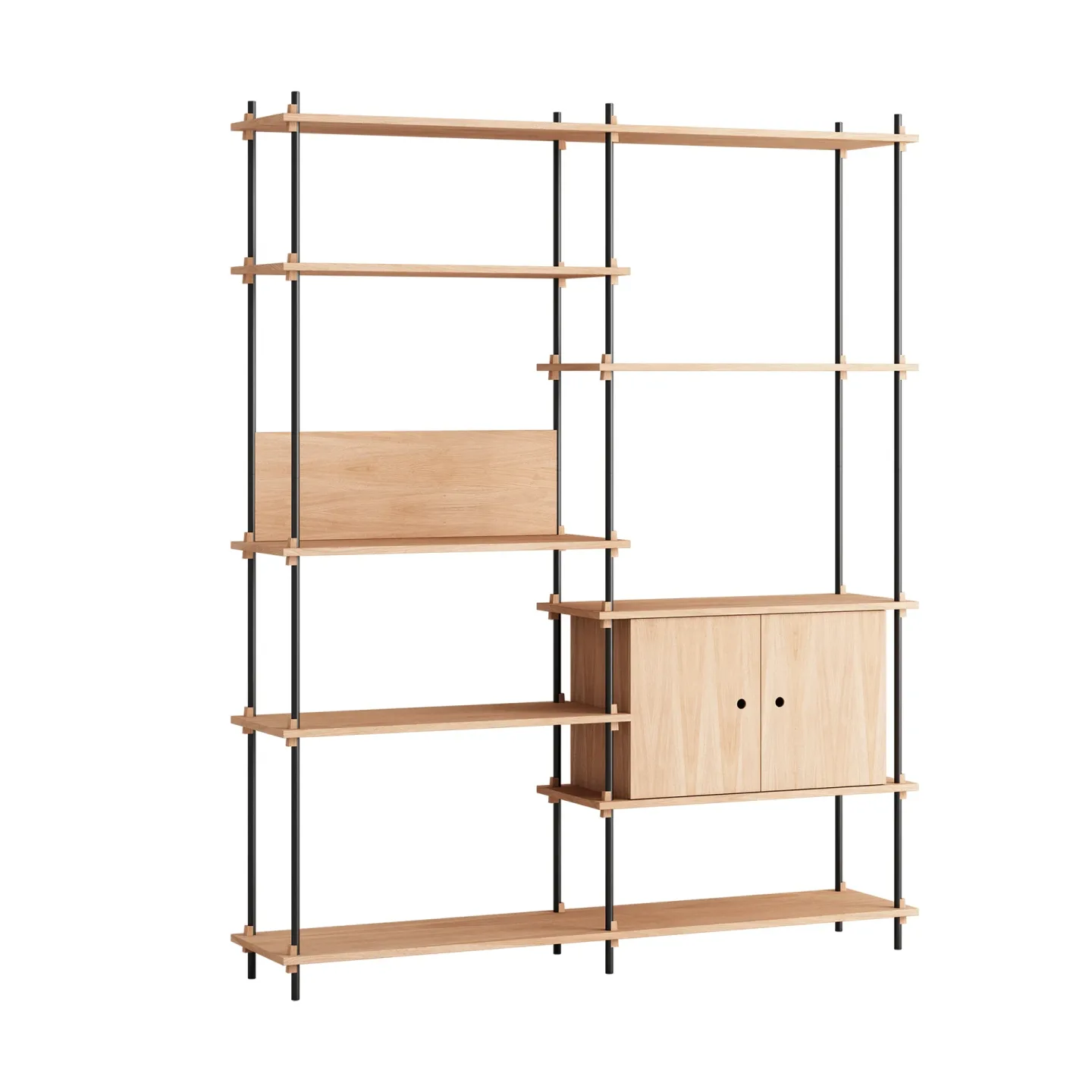MOEBE Shelving System Regal mit Schrank Eiche-black, 163x200x35 cm, S.200.2.C