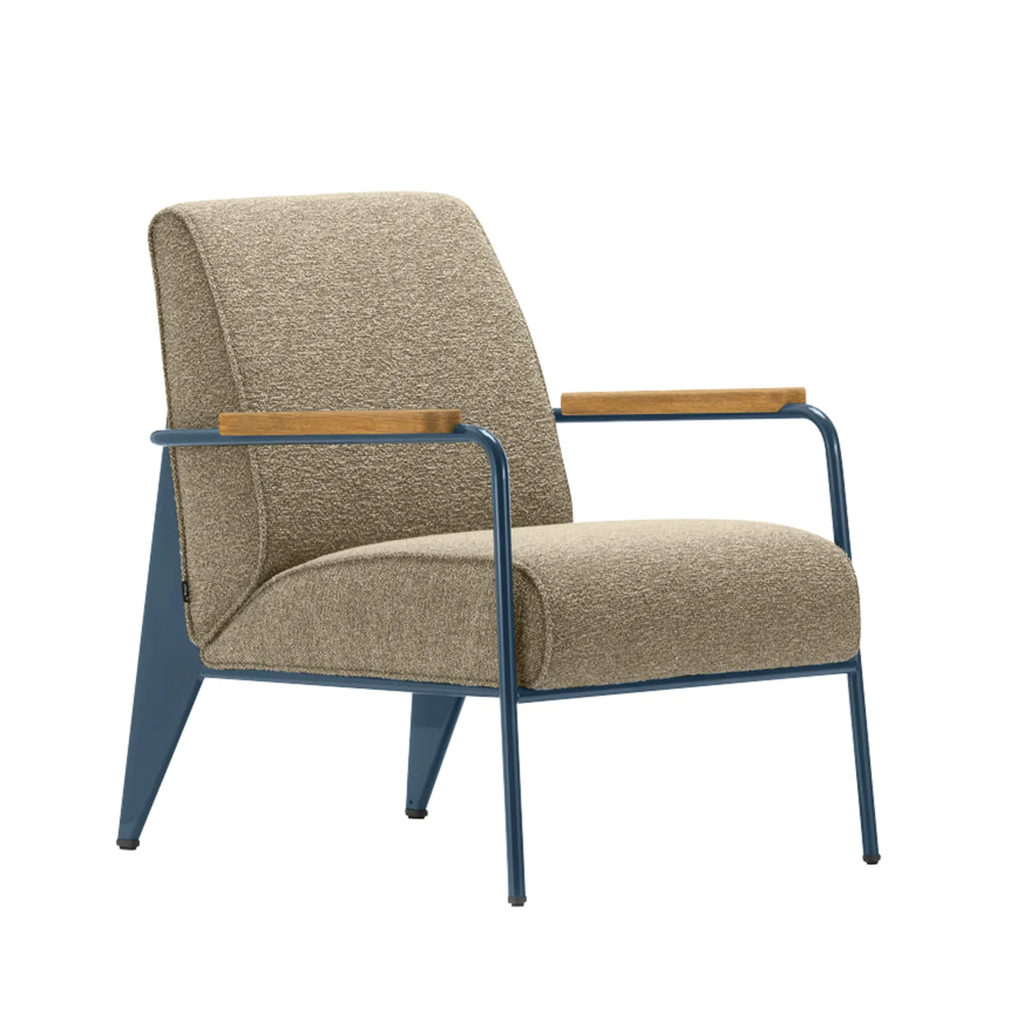 Vitra - Fauteuil de Salon, Walnut, Prouvé Gris Vermeer, Fabric Cat. F100 Nubia Col. 04 Bamboo/Terra - Fåtöljer - Jean Prouvé - Beige - Metall/Trä/Skum