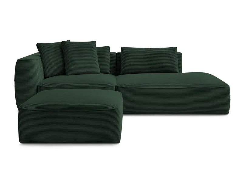 3er Sofa mit Hocker BOBOCHIC LEOPOLD Cord-Stoff dunkelgrün