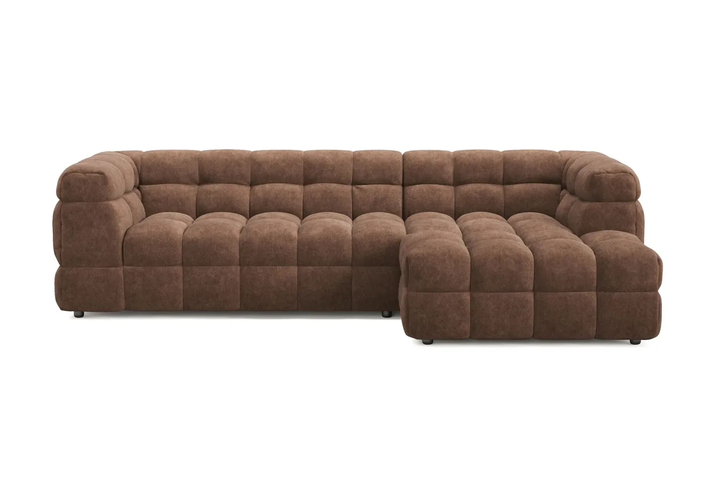 Elise 4-sits Bubblig Soffa med Divan Höger - Brun