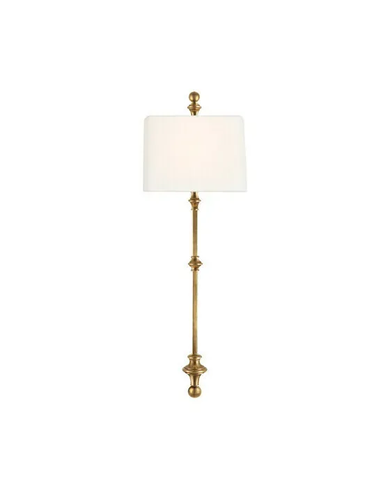 Cawdor Stanchion Wall Light Antique Brass/Linen