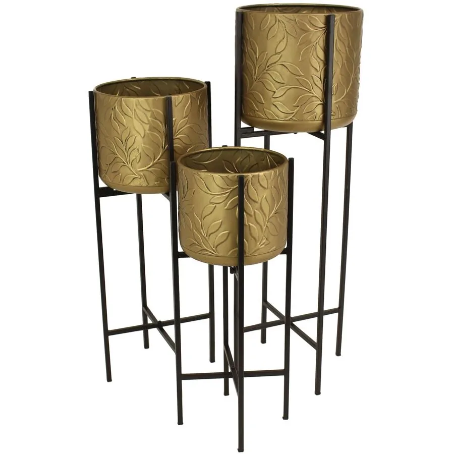 Blumentopf 3er-Set Bloem Gold Metall 28 cm 80 cm