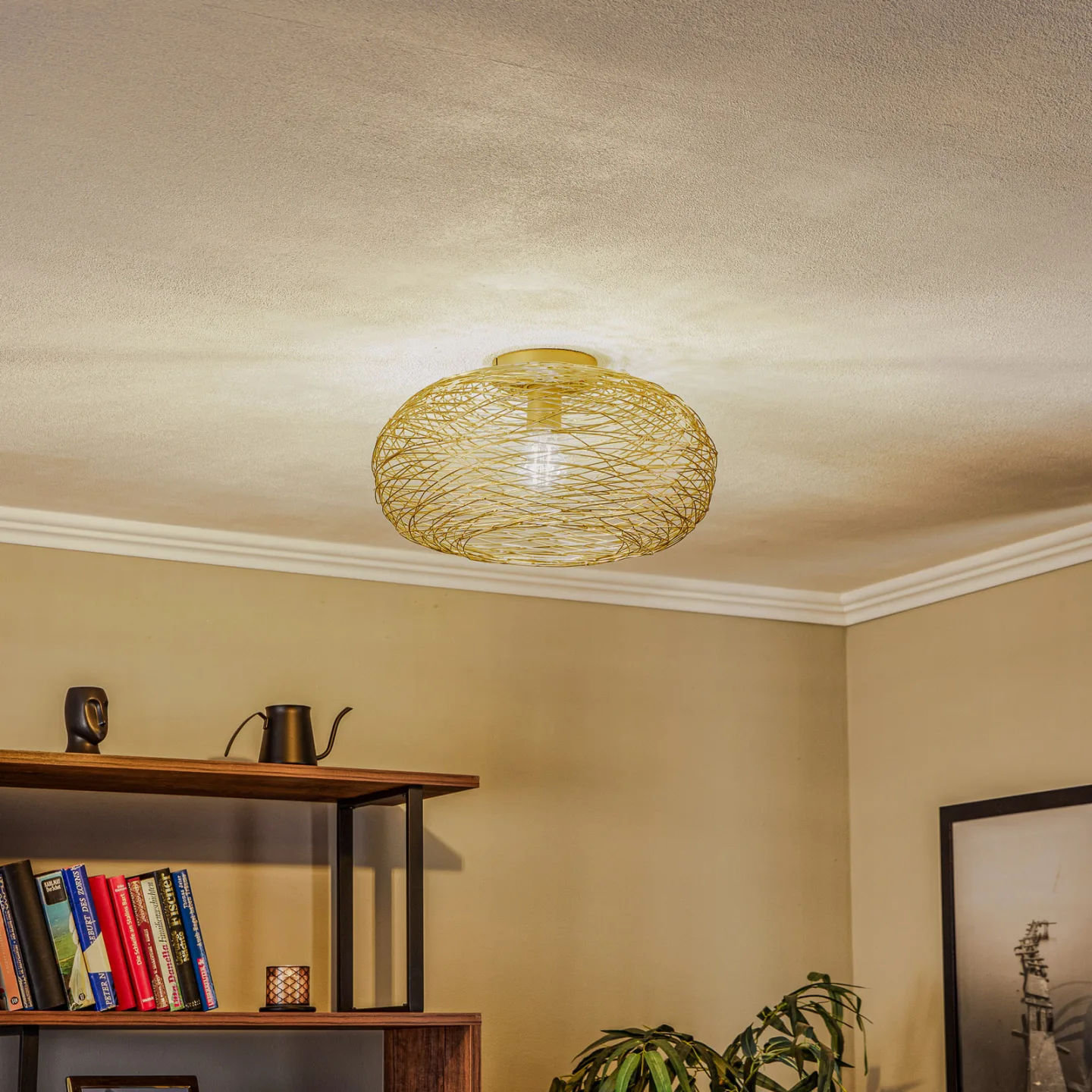 Kaviya Deckenleuchte Ø40 Gold - Lindby - Wohnzimmer - Design - Metall - Rund