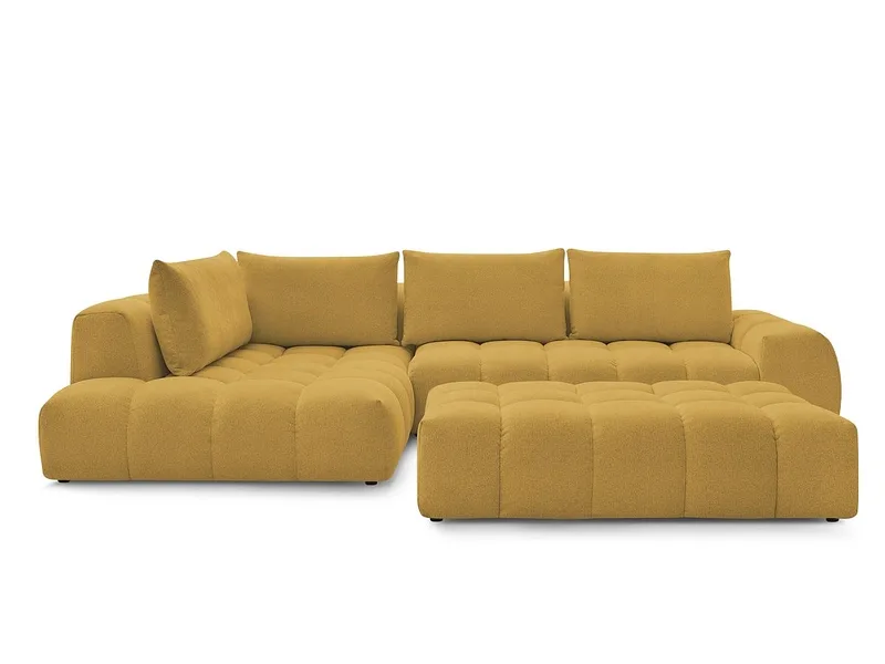 Ecksofa mit Hocker BOBOCHIC EVEREST Stoff chiniert gelb