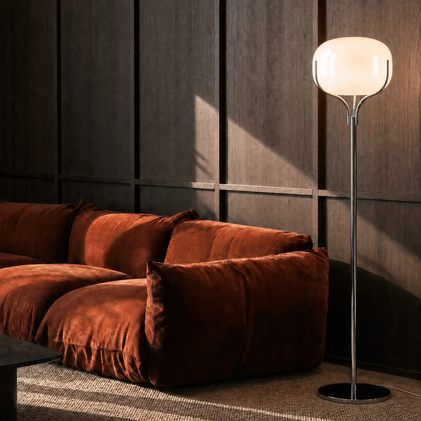 Christo Stehleuchte, Höhe 160 cm, chrom/weiß, Glas - Lucande - Wohnzimmer - Design - Mit Schirm