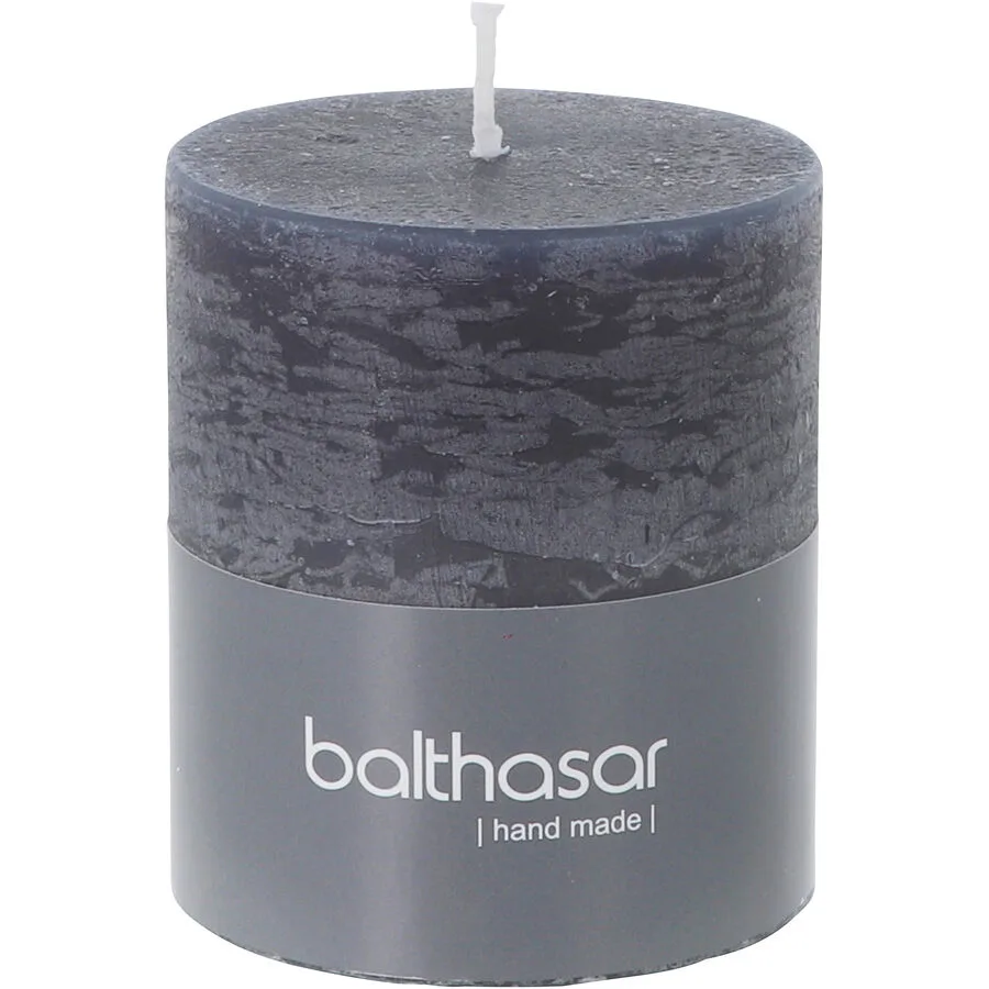 Balthasar Kerze Rustico dunkeldunkelgrau H8 cm D7 cm, Brenndauer 35h - Material: Wachs
