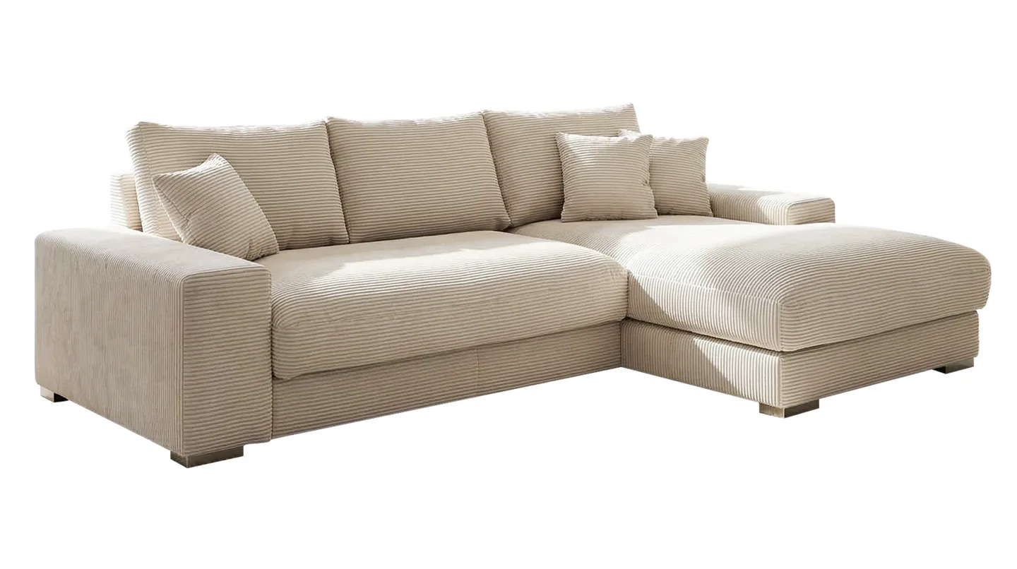 Ecksofa Cord beige 285 x 176 cm - OT rechts - SYDNEY