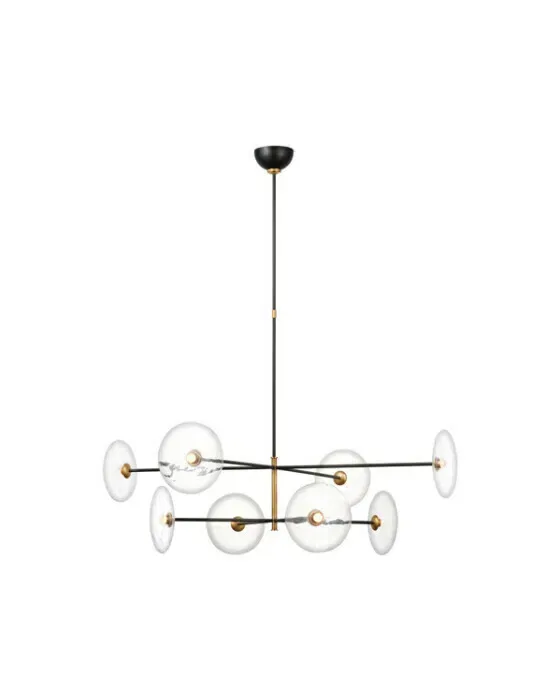 Calvino X- Radial Chandelier Black and Antique Brass Large