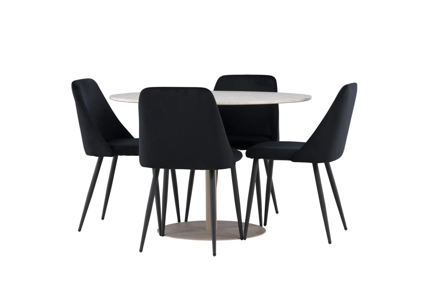 Lycke Matgrupp 110 cm Rund med 4 Night stolar - Beige/Svart