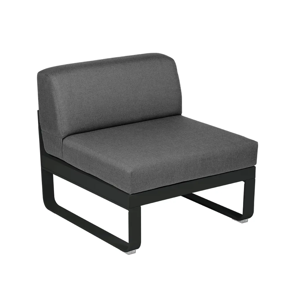 Fermob Bellevie Central modulsoffa Liquorice (svart), graphite grey dyna, 1-sits