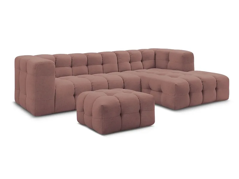 Ecksofa mit Hocker BOBOCHIC CLOUD Stoff rosa