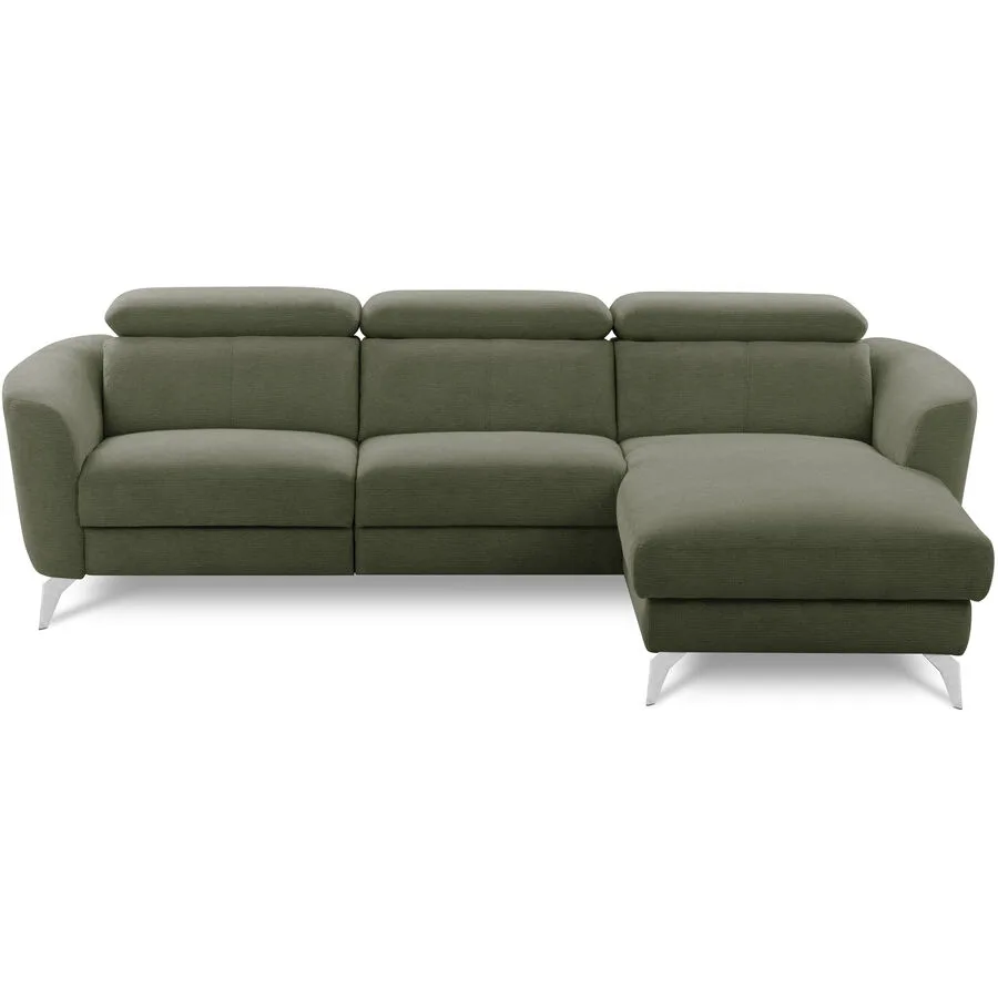 Ecksofa Simba Links Chenille Moosgrün B 261 T 183 cm