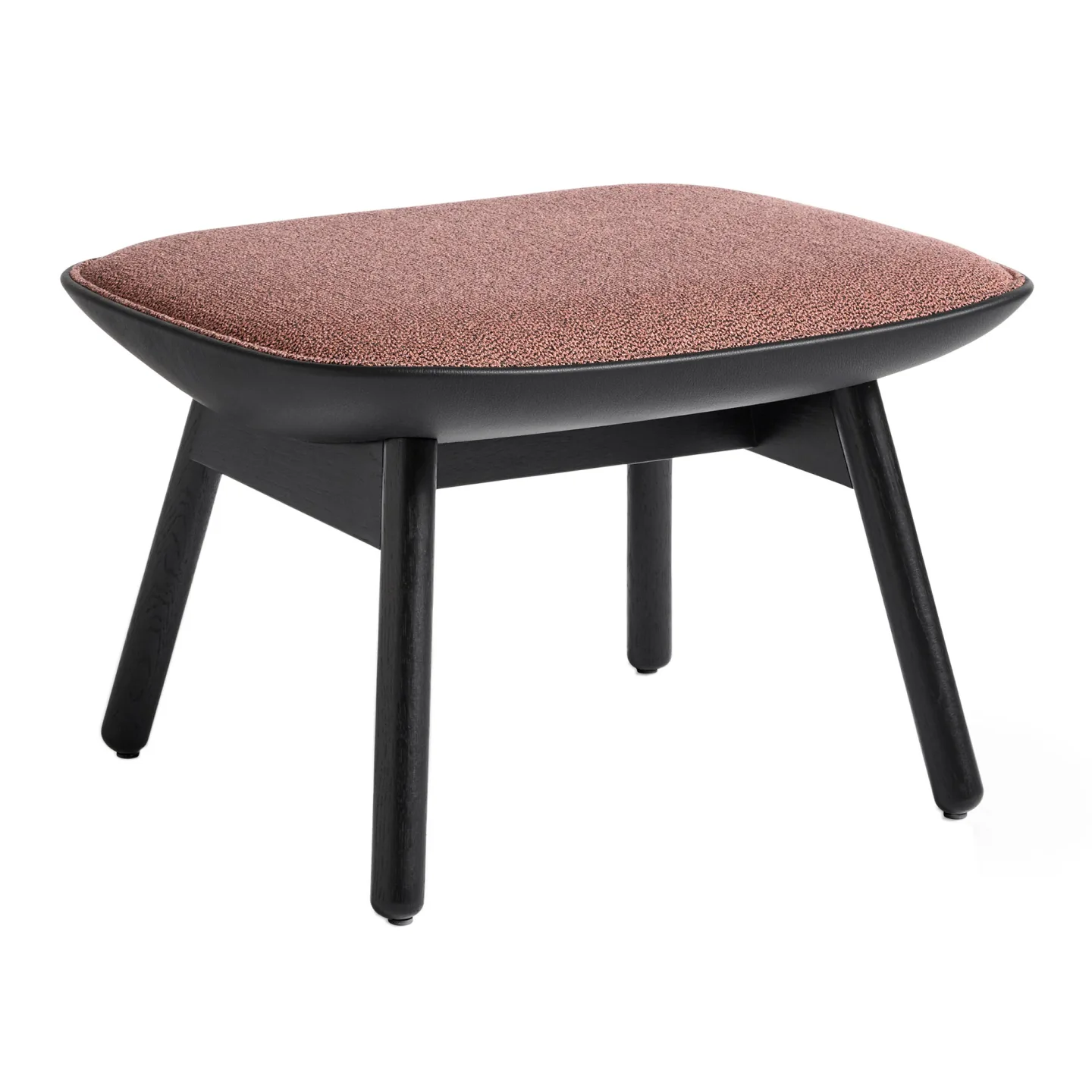 HAY - Uchiwa Ottoman Olavi by HAY 12/ Sierra Leather SI100/ Black Stained Oak - Fotpallar - Doshi Levien - Röd - Läder/Trä/Textilmaterial/Syntetiskt/Skum