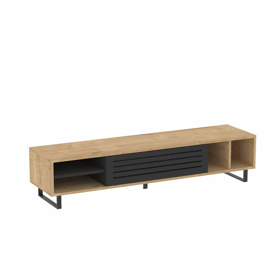 TV-Möbel Yasam natur/anthrazit Melaminbeschichtete Spanplatte B 160 cm 20 kg