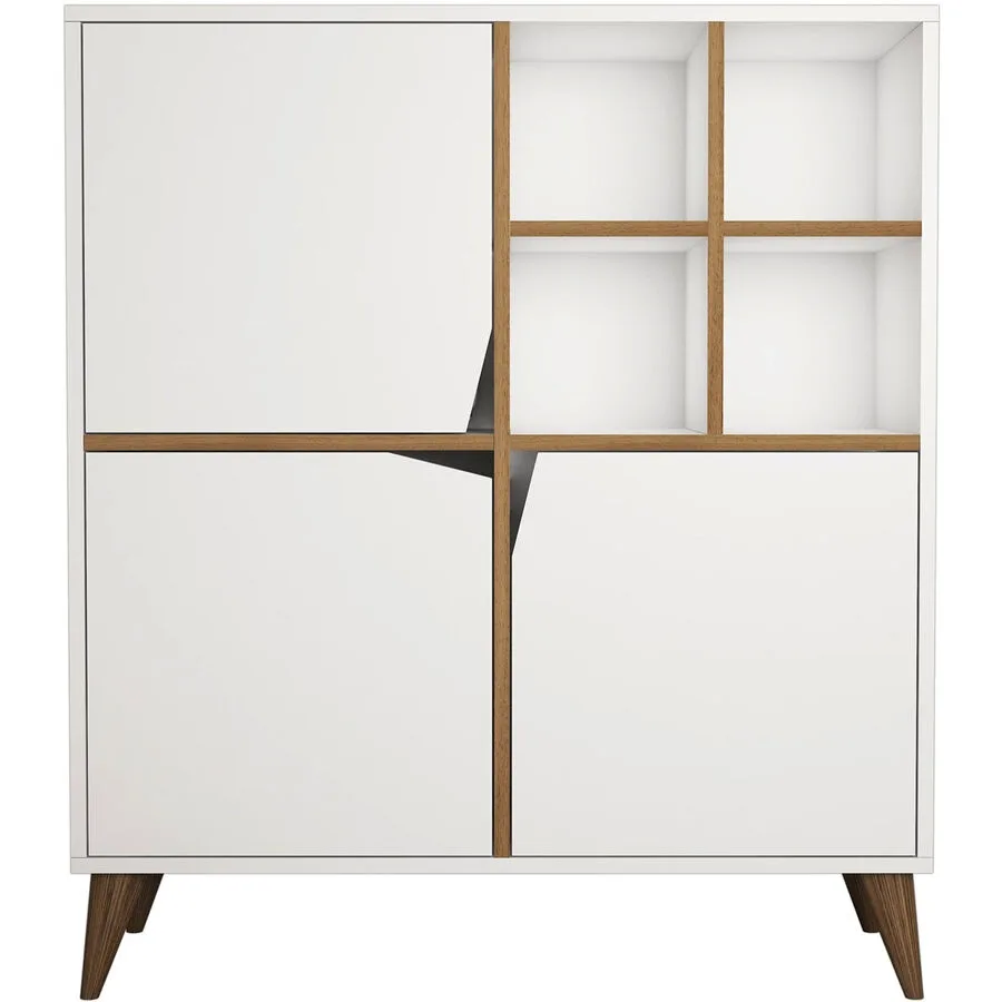 Schrank Yemek Weiss & Wallnuss melaminbeschichtete Spanplatte B 100 H 115 cm