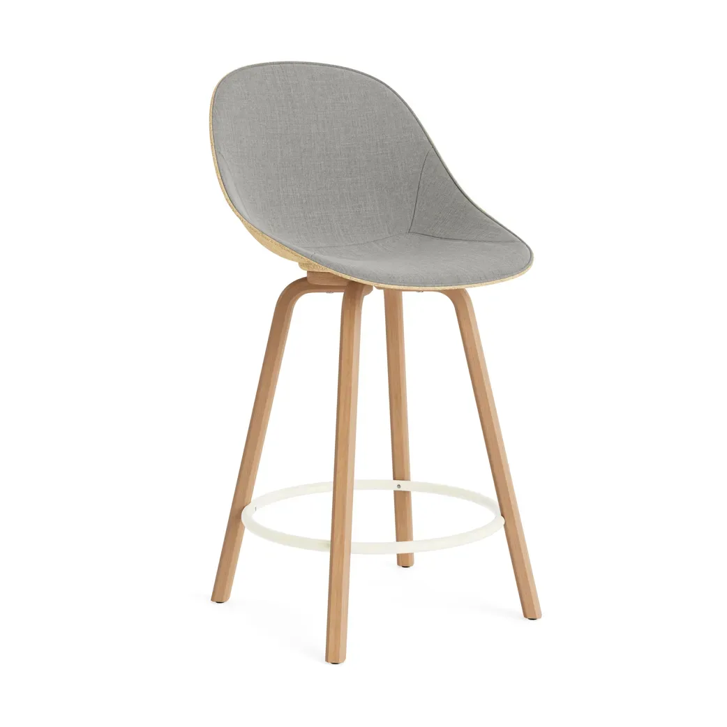 Normann Copenhagen Mat Bar Chair Barhocker mit Vorderpolsterung, 65 cm Remix 133-hemp-beech-cream steel