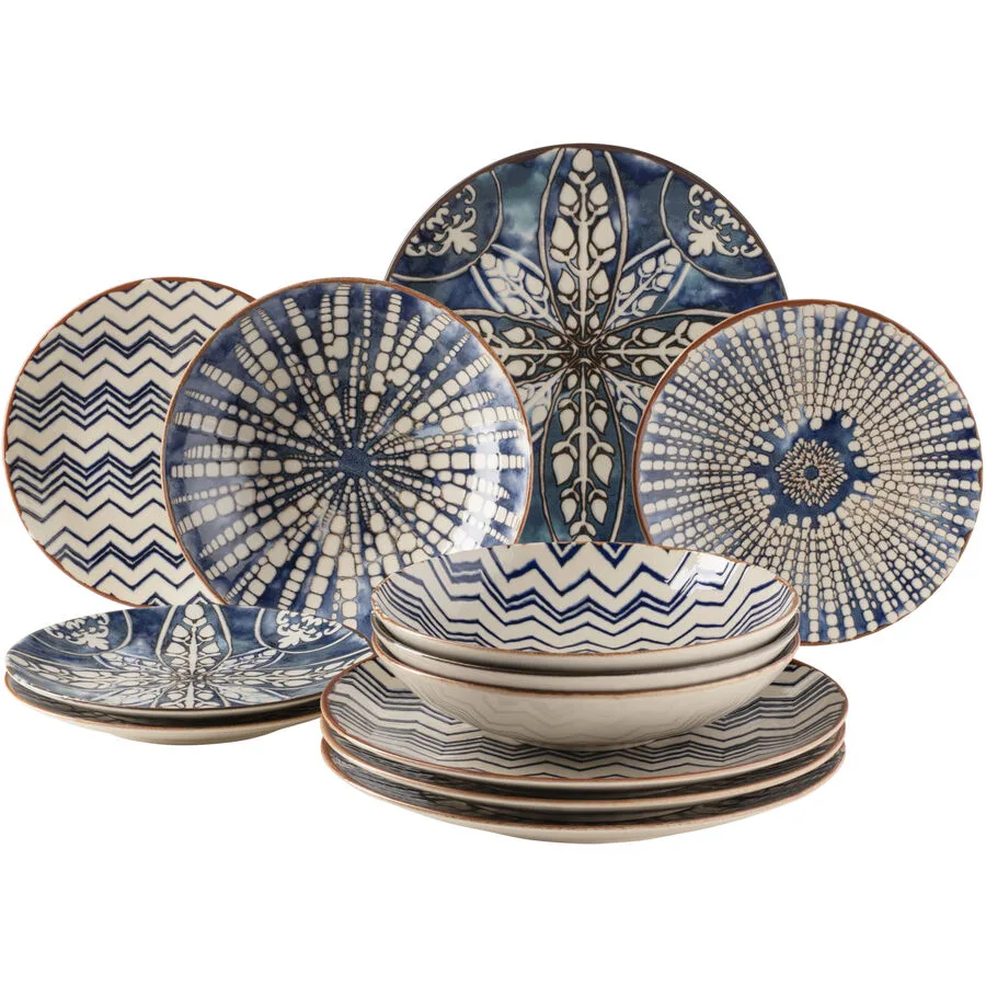 MÄSER Geschirr-Set Iberico Blue Blau/Weiss Steinzeug