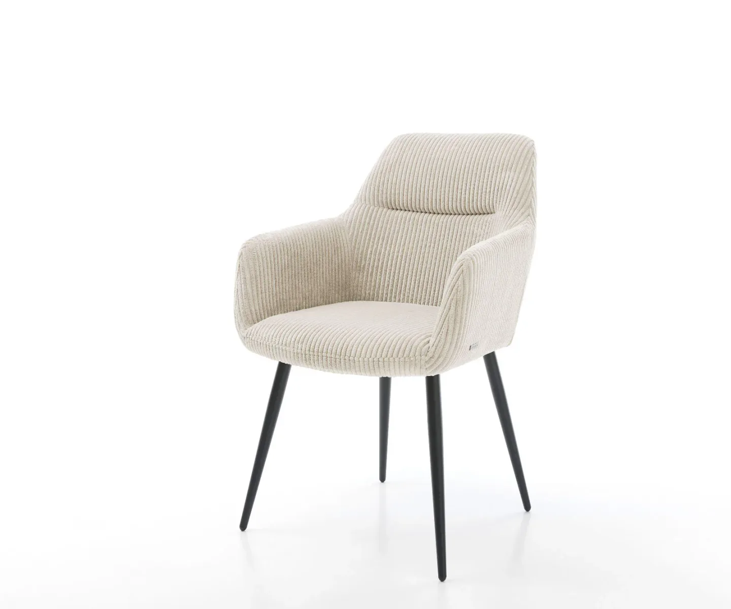 Esszimmerstuhl Pejo-Flex Cord Beige 4-Fuß konisch Schwarz Taschenfederkern