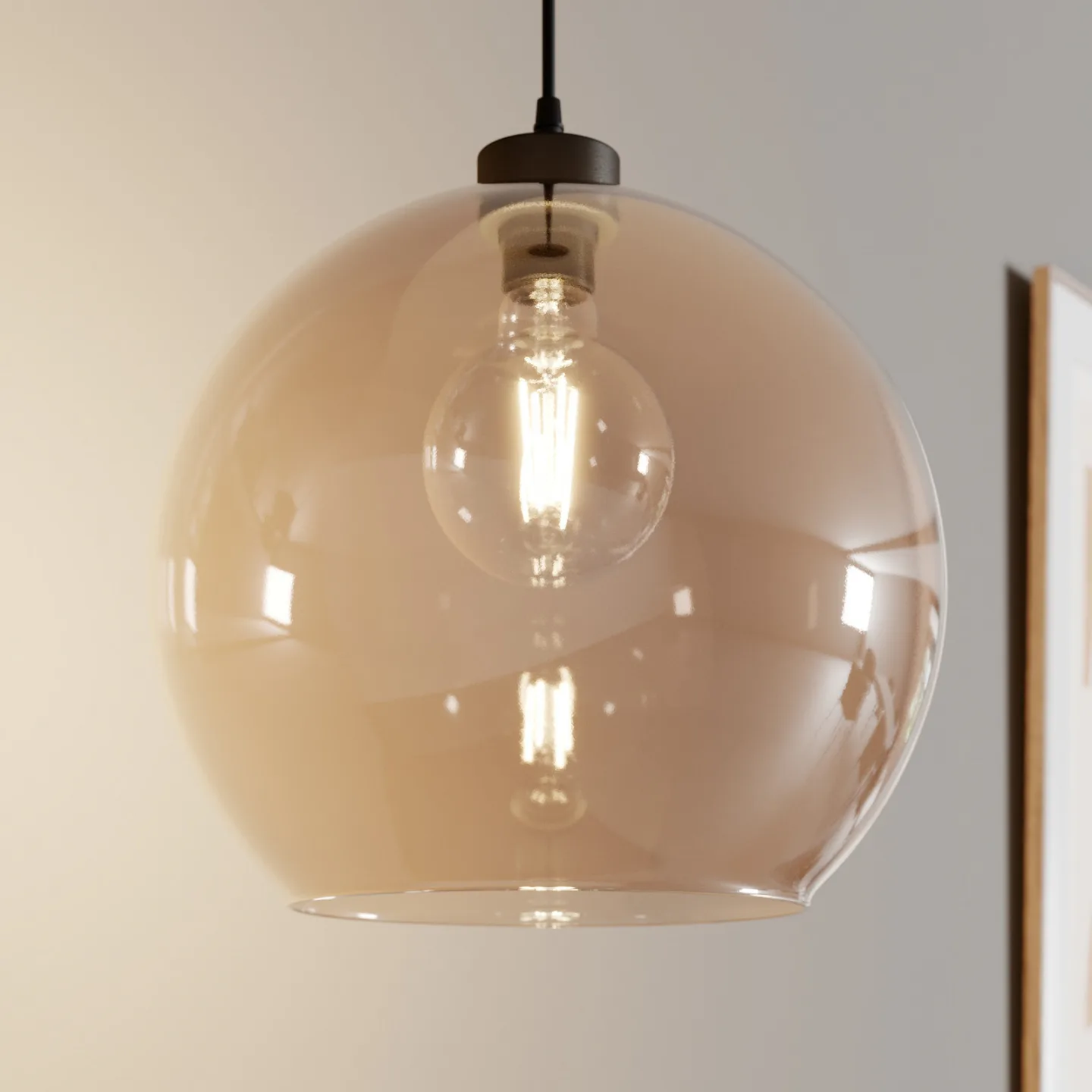 Cubus Pendelleuchte Ø 30 cm bernstein Glas E27 TK Lighting - Wohnzimmer - Modern - Kugel