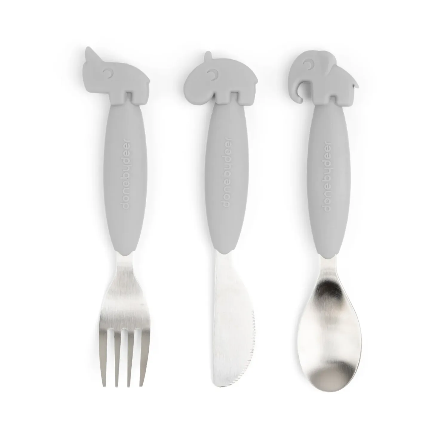 Done by deer Deer Friends Easy-grip Besteckset 3 Teile Grey
