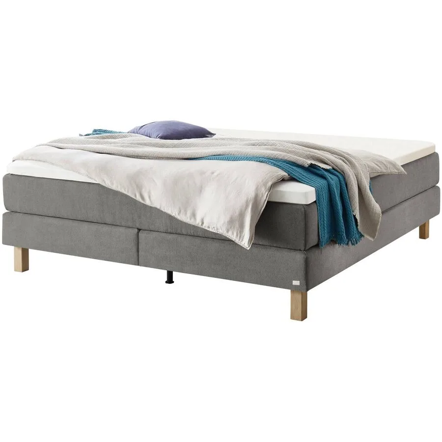 Hasena Boxspringbett Carlota grey Stoff 160 x 200 cm