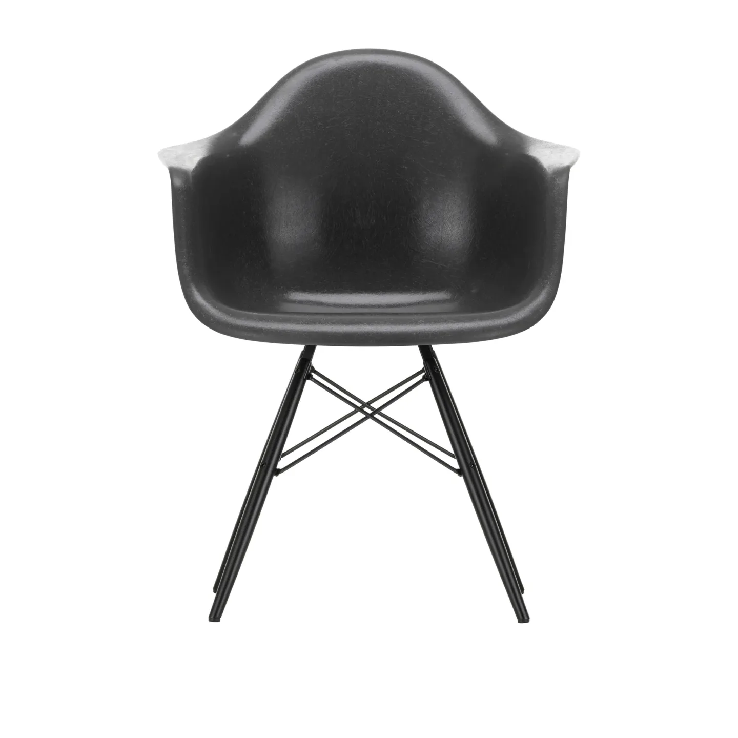 Vitra Eames Fiberglass Armchair DAW karmstol Elephant hide grey-black maple