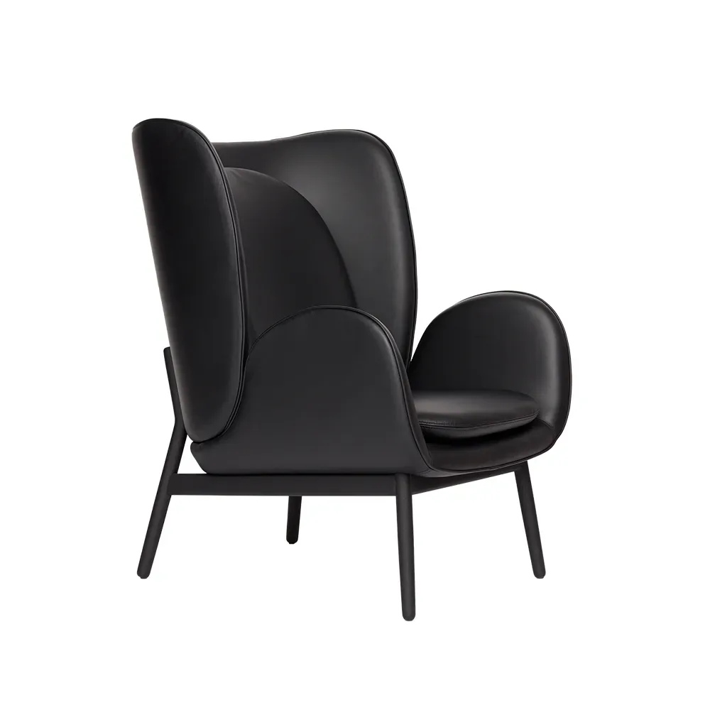 Fogia Embrace Large Sessel Eichenbein Leder Elmosoft 99999-svartbets