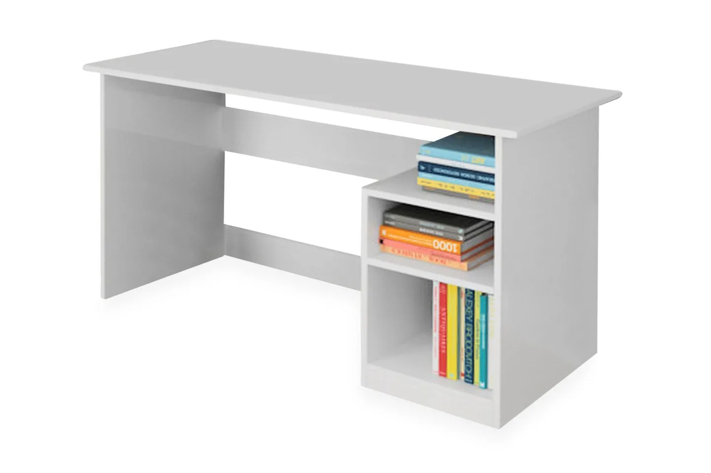 Elegancia Skrivbord 120 cm med Förvaring 2 Hyllor - Vit