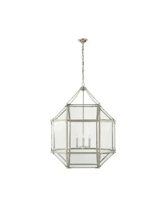 Morris Large Lantern Polished Nickel/Clear Glass