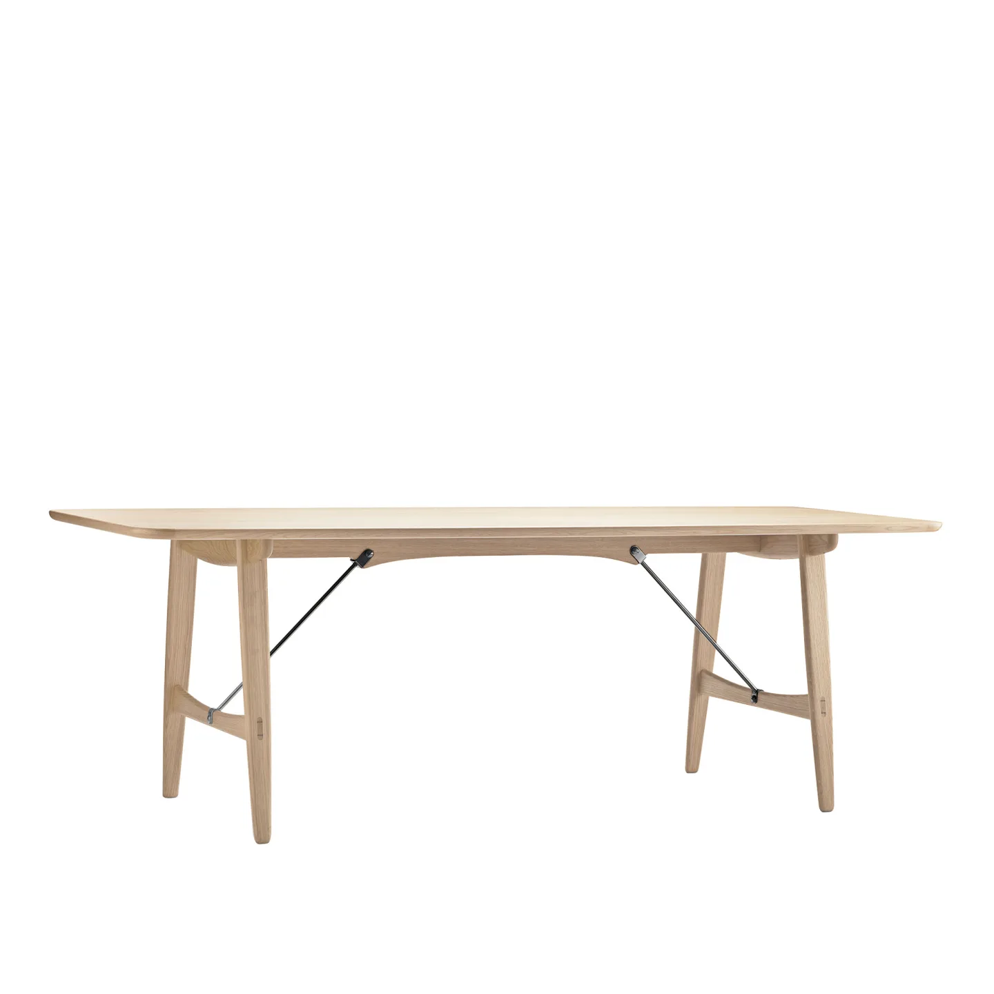 Carl Hansen - BM1160 Hunting Table, Vitoljad Ek, Rostfritt stål - Matbord - Børge Mogensen - Träfärgad - Metall/Trä